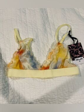 Diane Von Furstenberg Yellow-Multi Sheer Ruffle Bralette